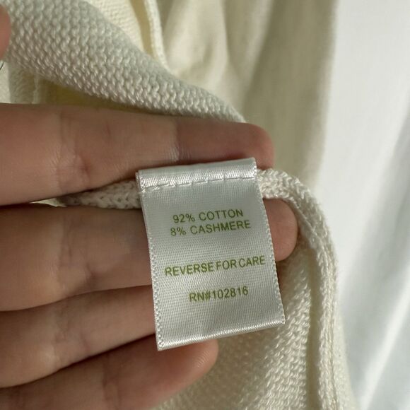 Garnet Hill Kids Cardigan Girls XL White Knit 1/4 Button Cotton Cashmere Long Sl - Picture 7 of 12